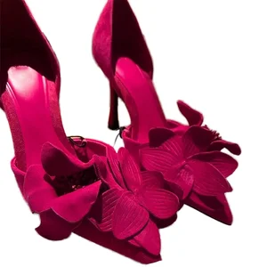 New Women's French Style High Top Thin Heels Pumps New Slip-On Mesh Logo Sexy Pointed Toe Summer Height Increasing  Shoes