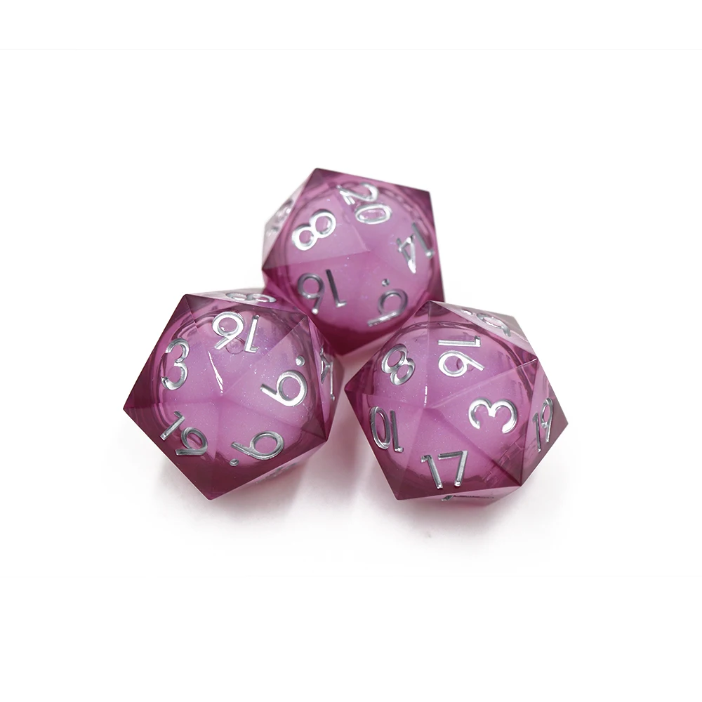 컬러풀 오버사이즈 30mm 액체 코어 다면체 D20 주사위 블루 퍼플 그린 - 수지 재질