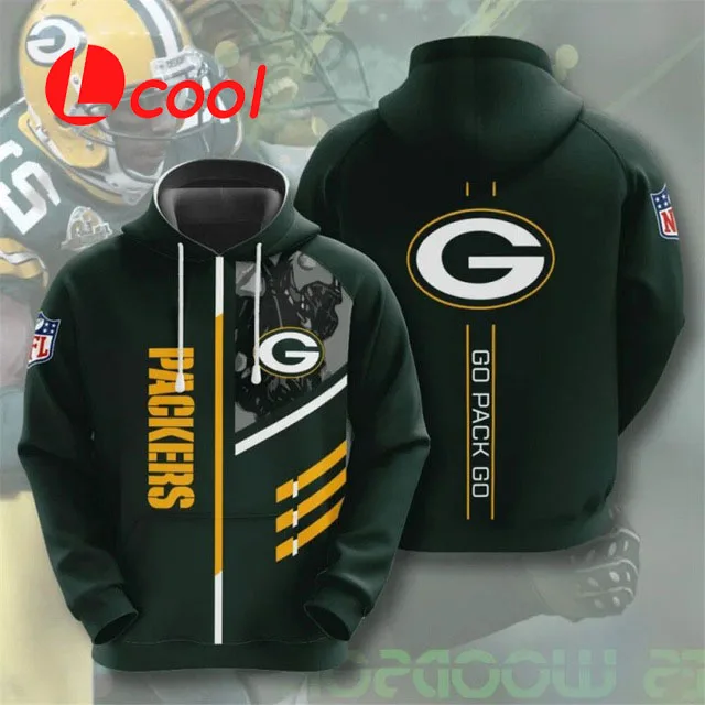 Lcool 2021 NFL 3D digital printing oversize football  pullover hoodies Sweatshirt Hoodie
