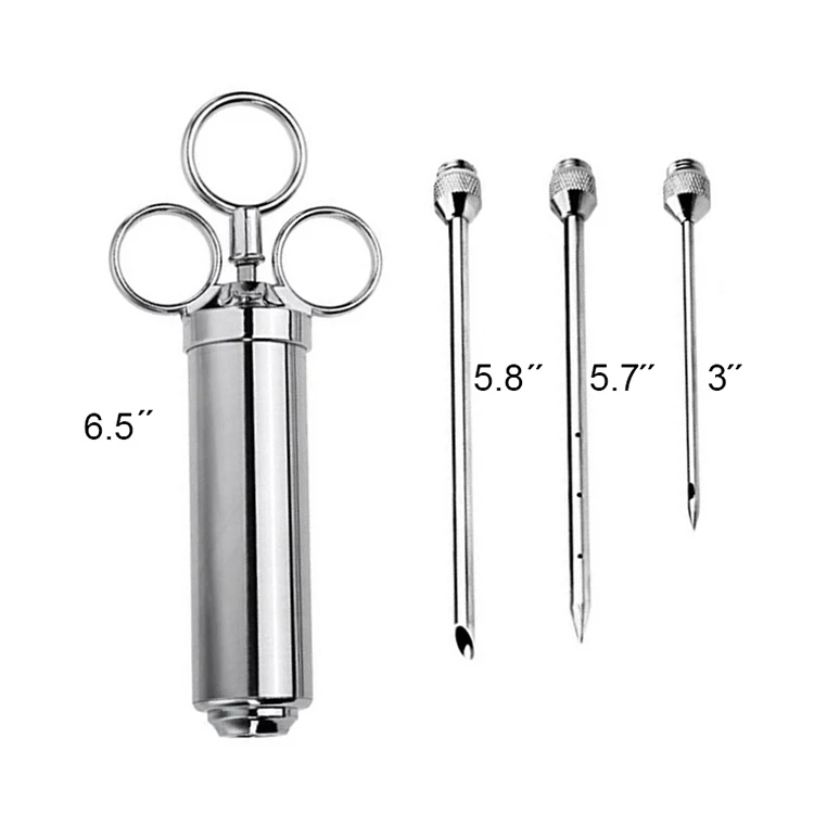 Heavy Duty Meat Turkey Flavor Injector Stainless Steel 2 oz Seasoning  Injector Marinade Injector Syringe Includes 3 Needles