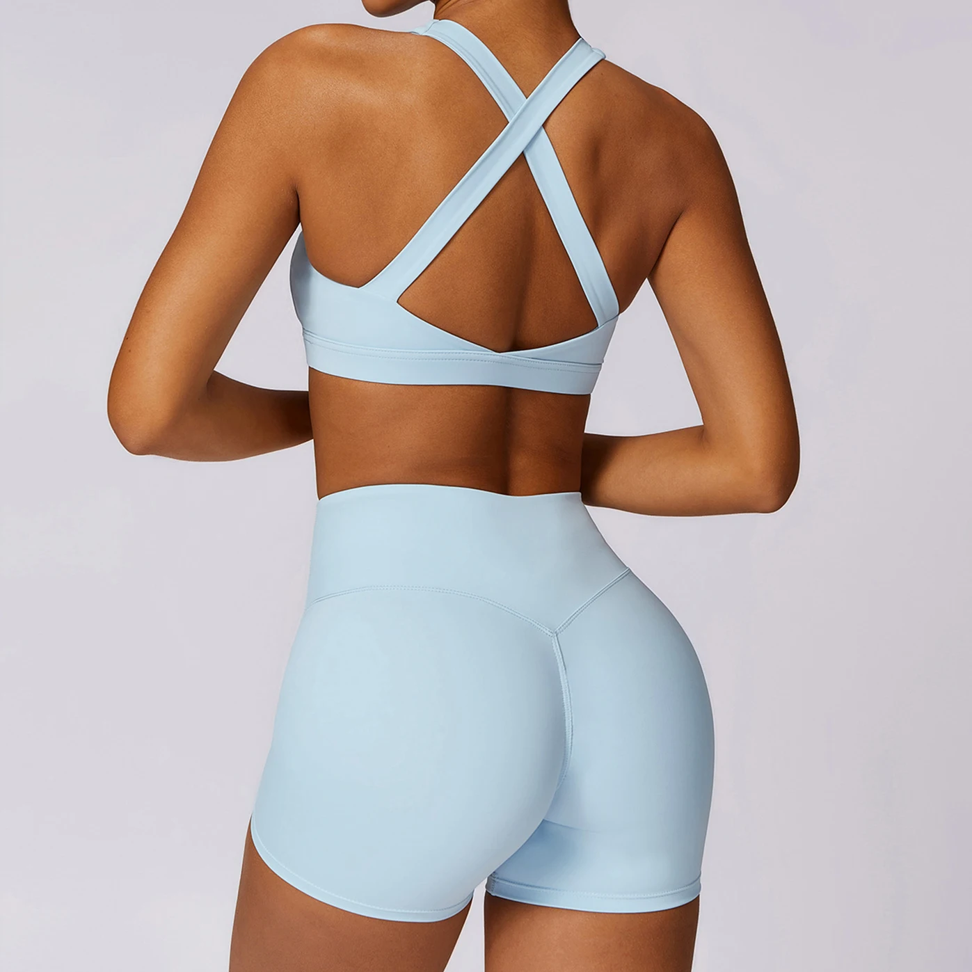 Power Girls Gym Workout Tracksuits Cross Back Sports Bra Yoga Sets for Women 3 Pieces Compression Fitness Wear