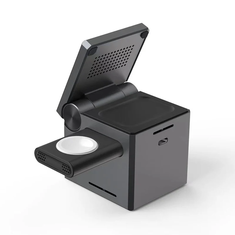 Multifunctional Wireless Charging Station 3 in 1 Wireless Charger Cube With Detachable Watch Charger