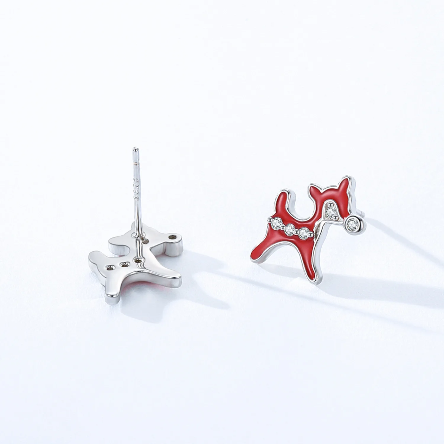 Fine Jewelry Christmas Santa Claus Zircon 925 Sterling Silver Stud Earrings for Christmas Eve Gifts European American Style