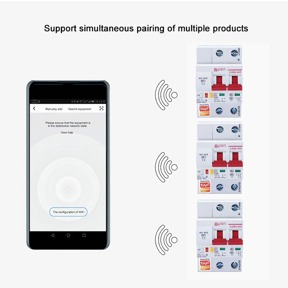 Tuya Smart Life Smart Wifi 2P Single Phase  Remote Control Din Rail Modular Miniature Mcb Circuit Breaker