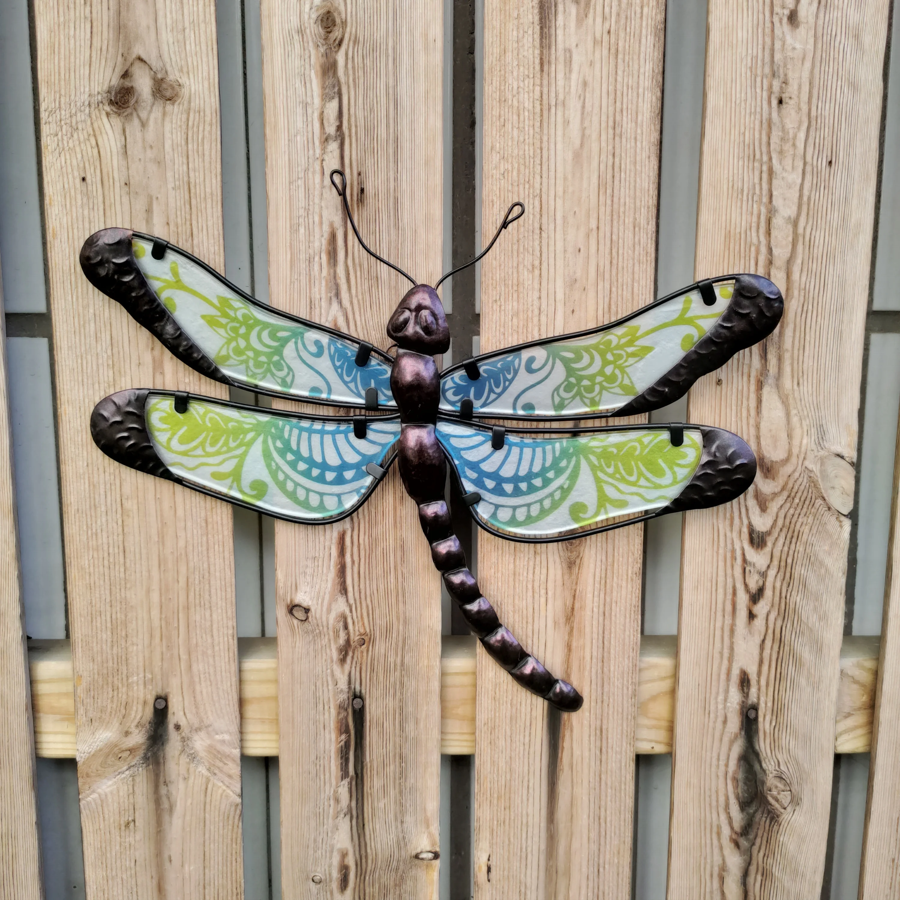 Liffy Metal And Glass Dragonfly Handmade Wall Art 