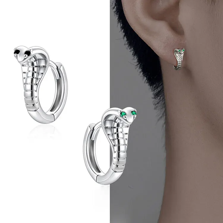 Yienate Boho Huggie Orecchini A Cerchio Piccolo Cerchio Orecchini Cz Strass Luna/Stella/Fulmine/Occhio Del Male/Cono/Serpente Orecchini A Goccia Punk Per Donne(argento Occhio Del Male