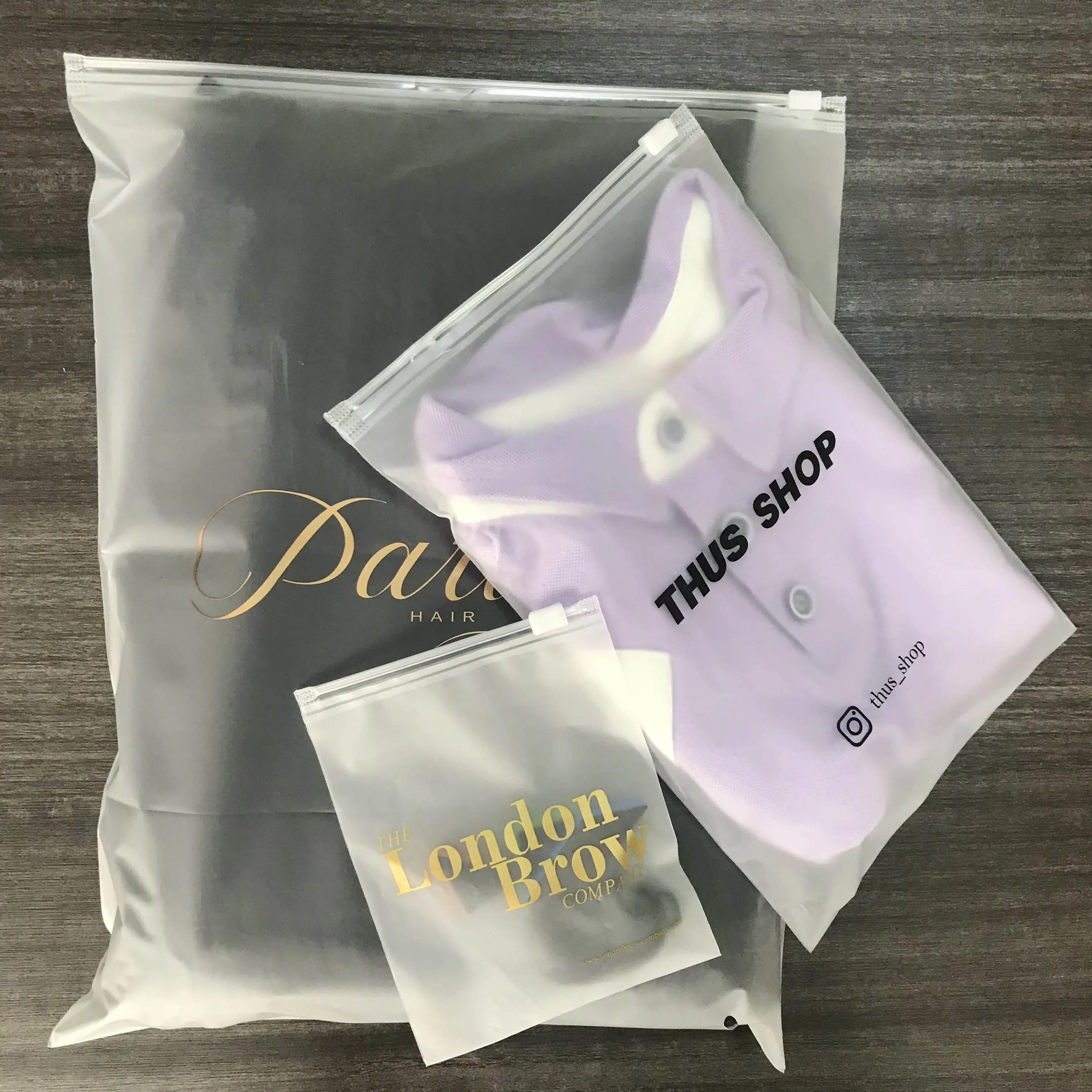 0.2mm Double-Sided Frosted Slider Lock Plastic Packaging Bags 