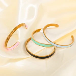 18k Gold Stainless Steel Open Adjustable Bracelets Minimalist Wholesale Bracelets for Women Fashion Jewelry