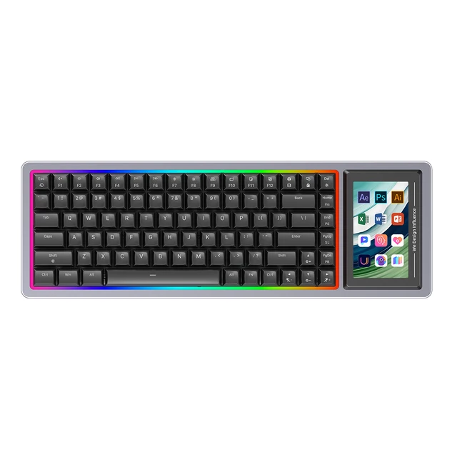 Programmable Mechanical Keyboard with Screen Wireless RGB Computer 87 Keys Low Profile Mechanical Keyboard with Streamdeck