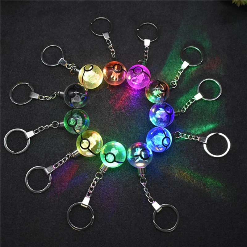 Оптовая продажа, 30 мм, Кристалл k9, Покемон, брелок со светодиодной подсветкой для подарка Chidren