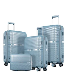 Modern Unisex Lightweight Waterproof Travel Suitcase Luggage Set Fixed Casters Built-In Lock Simple PP Material Customizable