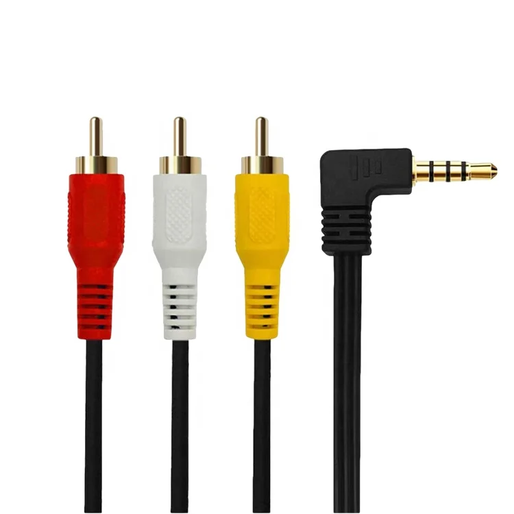 3.5mm 4-Pole Plug to 3 RCA Female Adapter PVC Coated Stereo Audio Video Cable for AV LCD TV HD TV & Monitor for Speakers