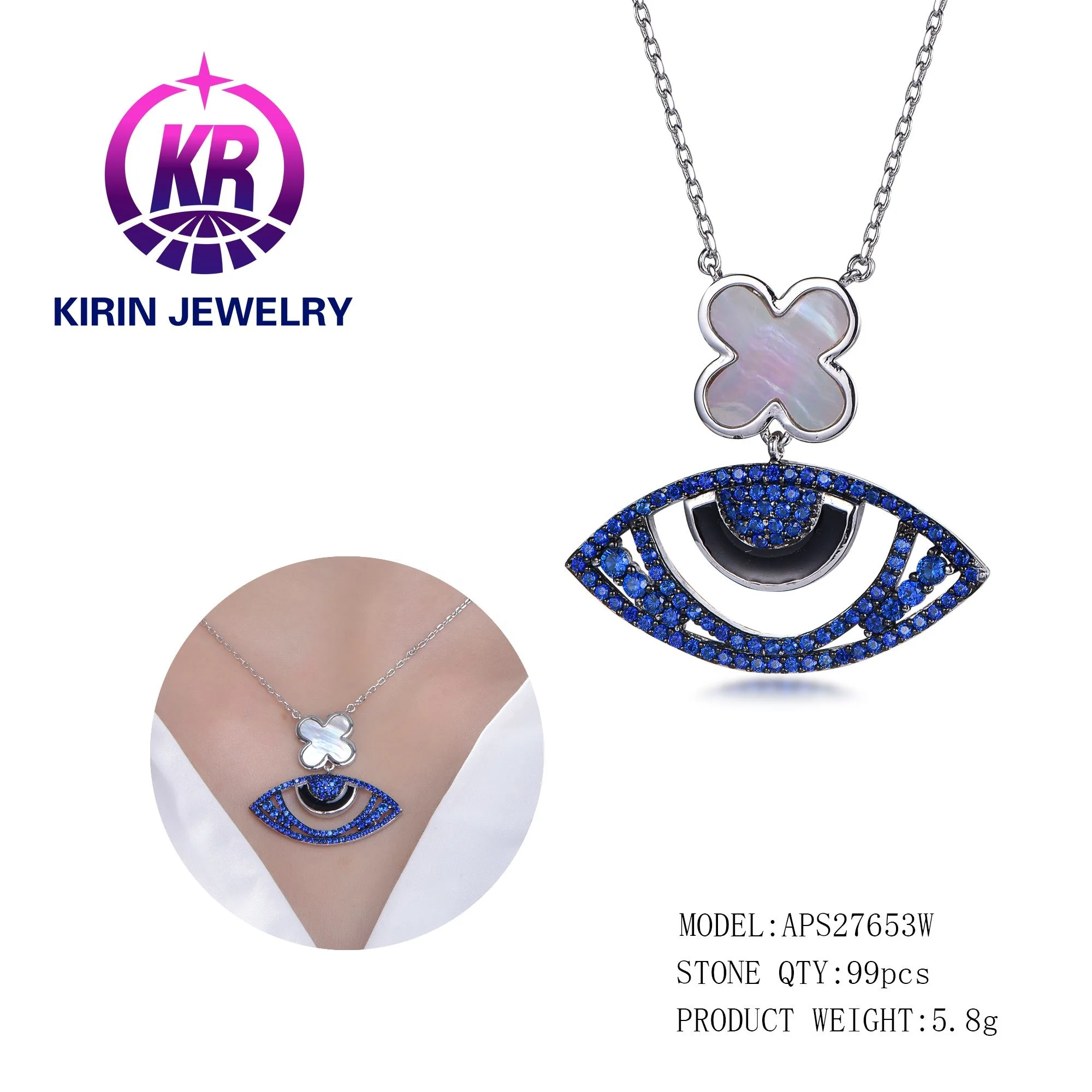 fine jewelry 925 sterling silver necklace evil eye of ra necklace blue evil eye choker necklace for Women evil eye pendant