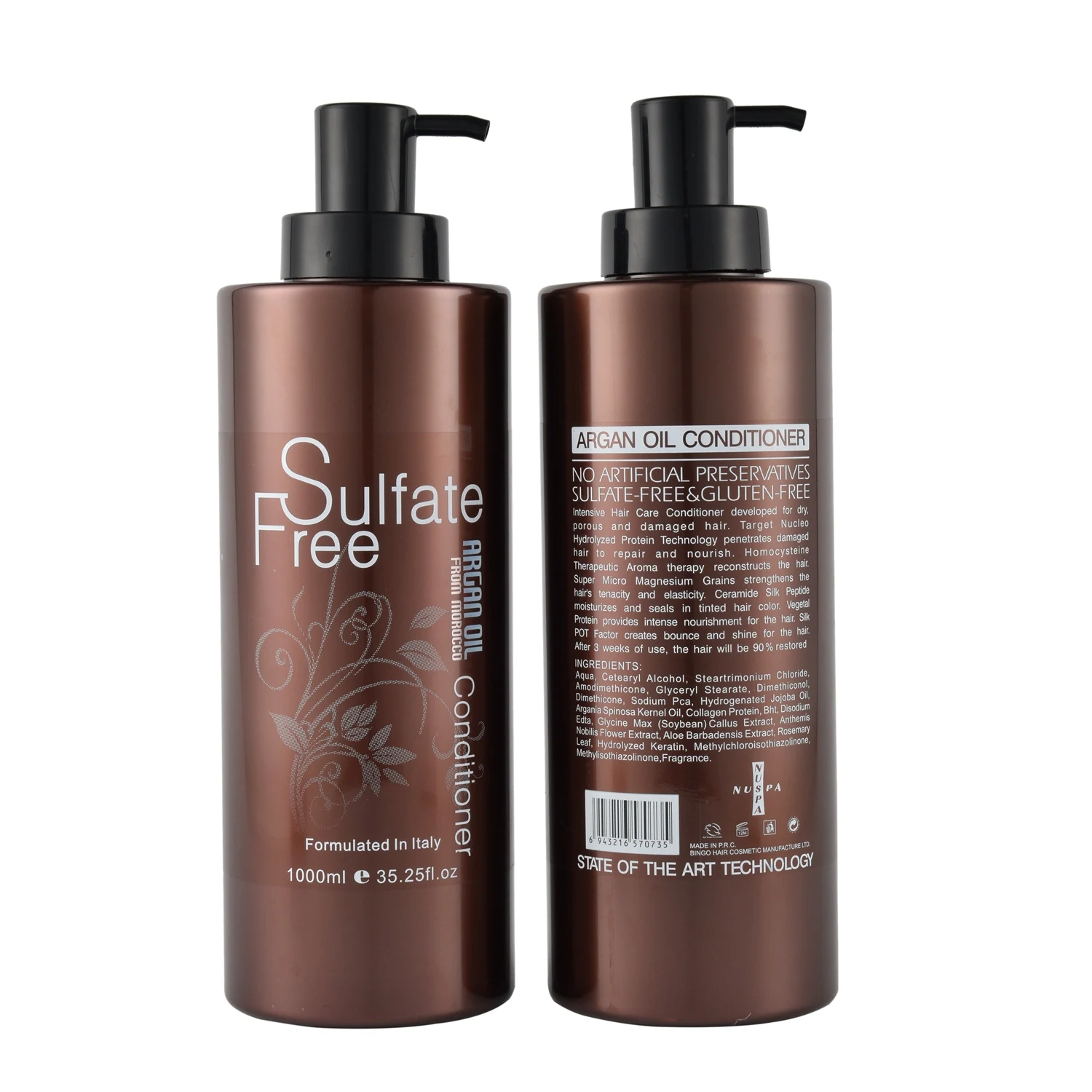 Private Label Nuspa Morocco Argan Oil Organic Sulfate Free Nourishing Hair Shampoo