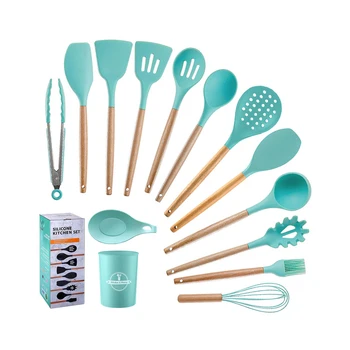 Kitchen Tools Set Heat Resistant Cooking Silicone Kitchen Utensils Customized Rohs Feature Eco Material Type Colors YJEL0164