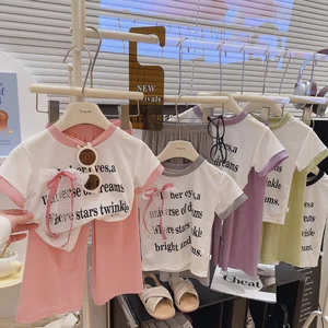 New summer set for girls, trendy children's lace top and wide-leg pants, two-piece summer outfit for girls.