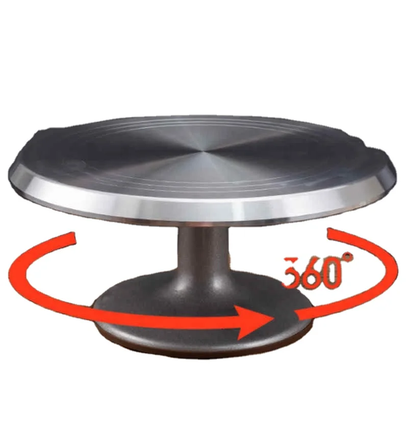 12 Inch Mounted Cream Cake Stand Turntable Rotating Base Aluminum