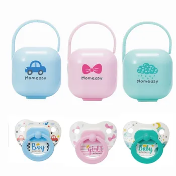 BPA-Free Pacifier with Holder Cases for Babies, Newborn Sooth Pacifier with Storage Container with Hook Design