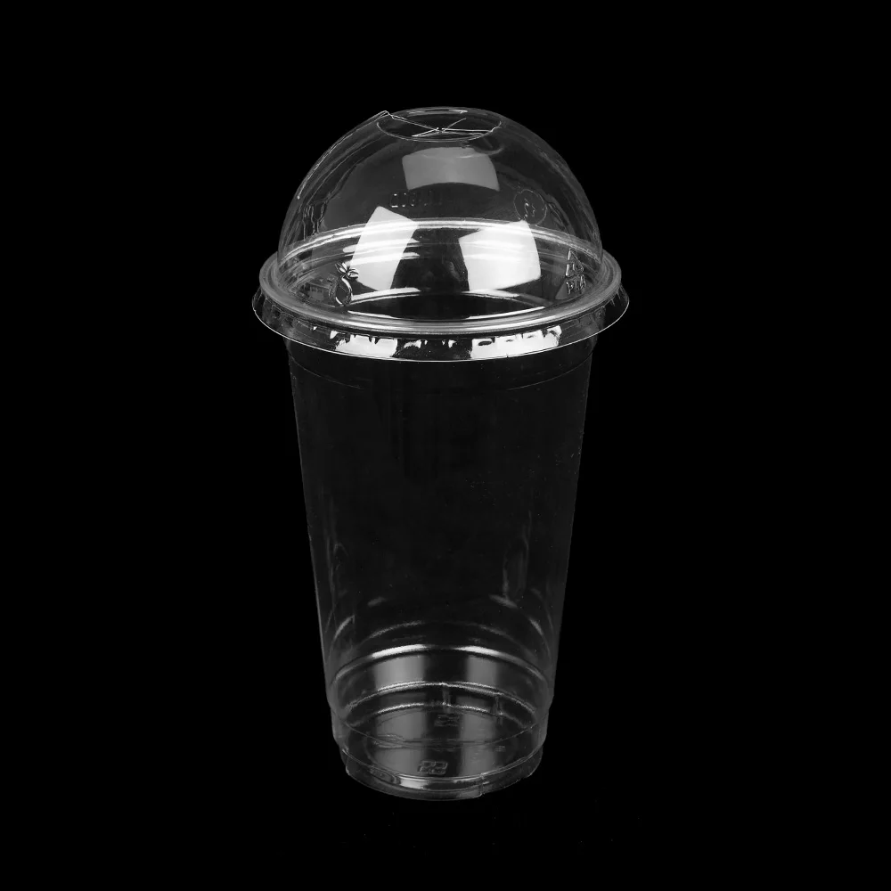 Logo Custom Printed Party Bar Use Clear Transparent PLA PET Plastic Cup With Lid for Wine Bottles Drinks Bubble Tea Juice