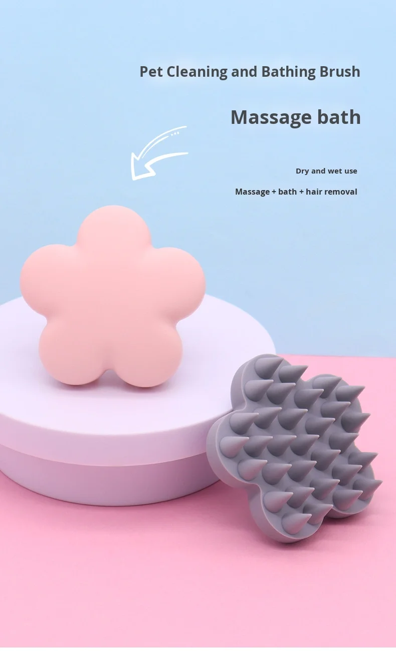 Silicone Pet Bath Brush for Dog Cleaning & Bathing for Cats and Animals Includes Massage and Grooming Features supplier