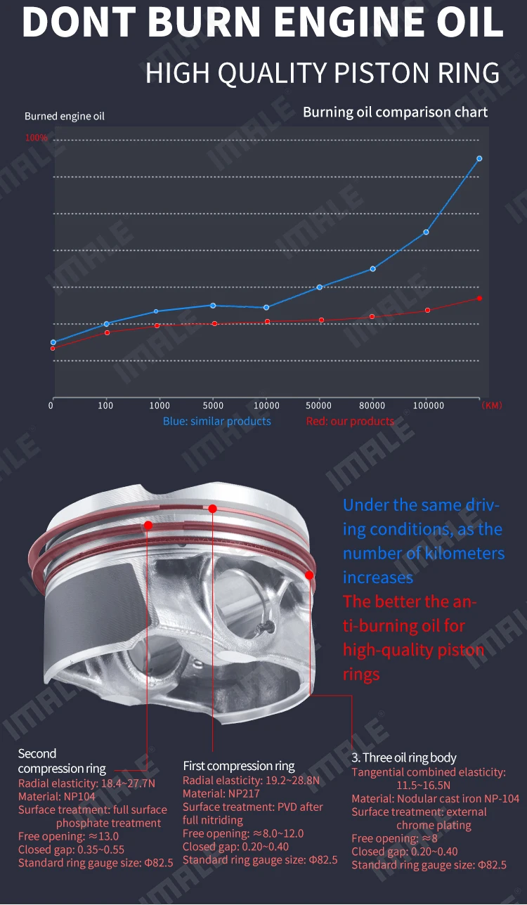 Auto Spare Parts Diesel Engine Piston Assembly Piston Rings & Parts