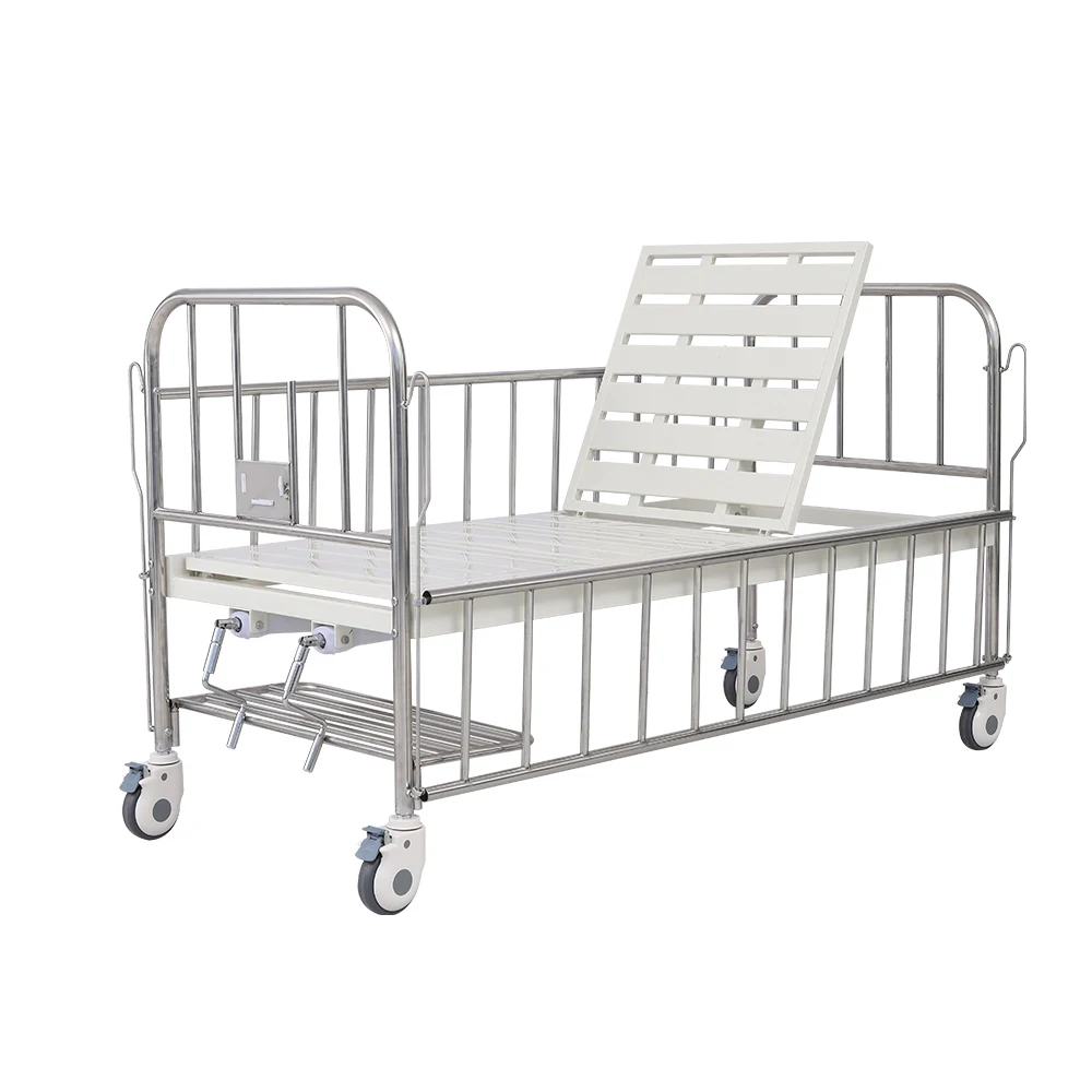 Dual Crank Children Manual Nursing Bed-Modern Stainless Guardrail Pediatric Hospital Furniture for Outdoor Use 4