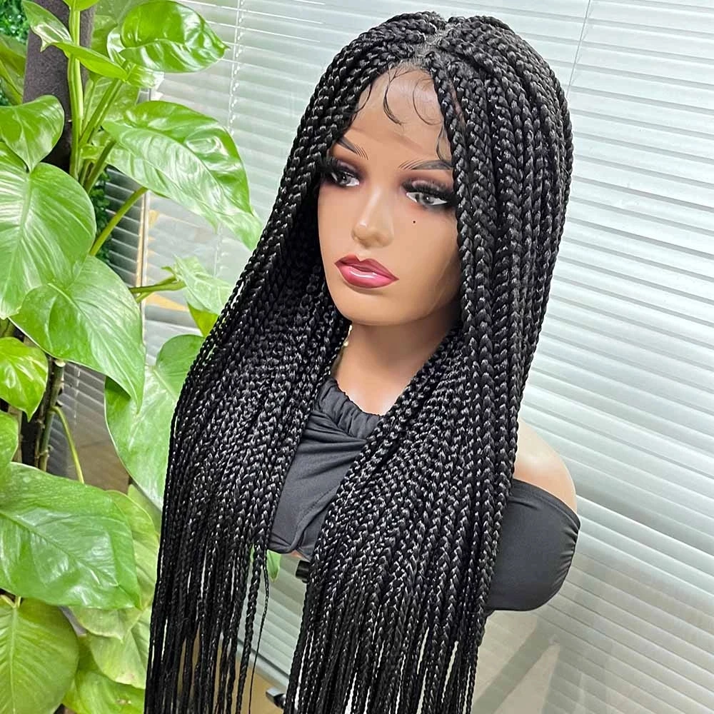 Wholesale African Knotless Box Braiding Hair Wig Glueless Synthetic