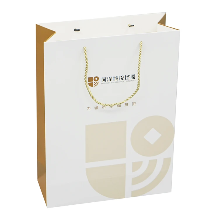OEM Custom White Kraft Paperboard Bag with Luxury Shopping Hang Tag Matte Lamination for Clothing Packaging CMYK Compliant