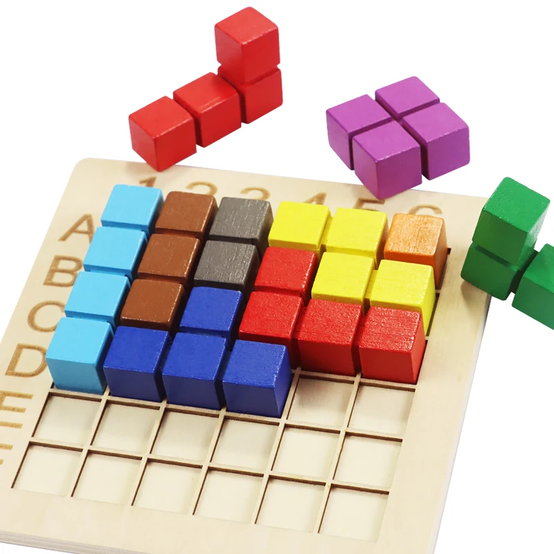 Single And Double Combat Magic Cube Wooden Building Block Toy Children's Puzzle Early Math And