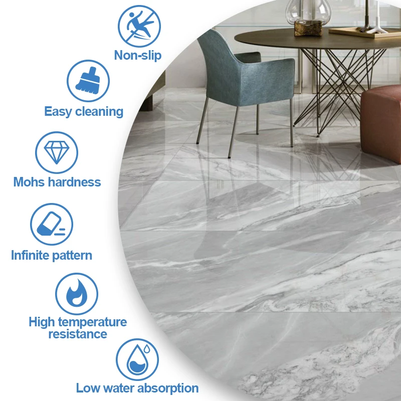 Bright Red Ceramic Vitrified Porcelain Marble Floor Tiles-Modern Design Firebrick Function