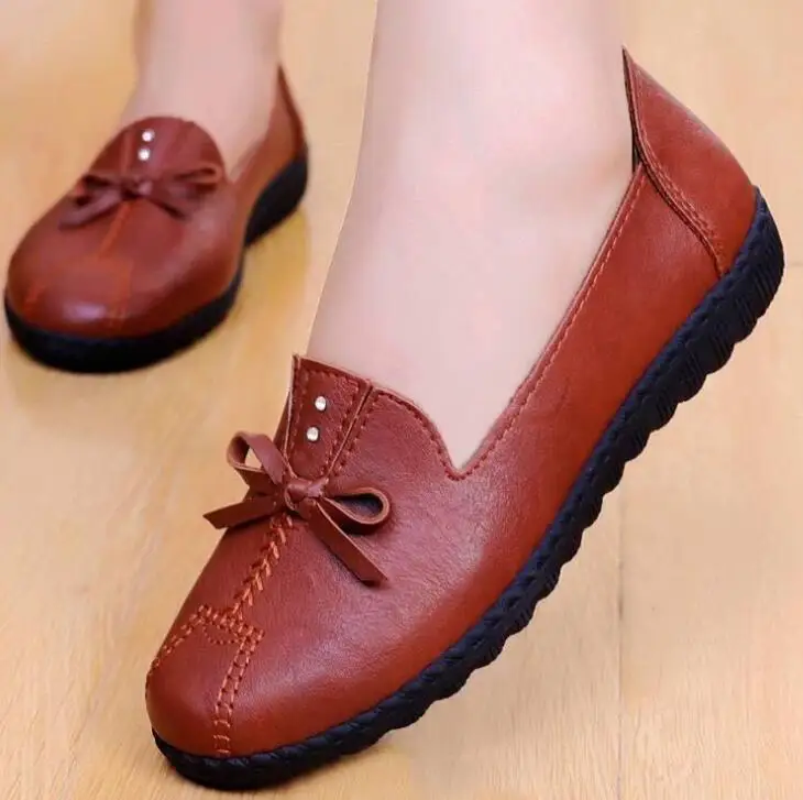Fashion Leather Casual Ladies High Quality Lace Up Low Top Flat Heels