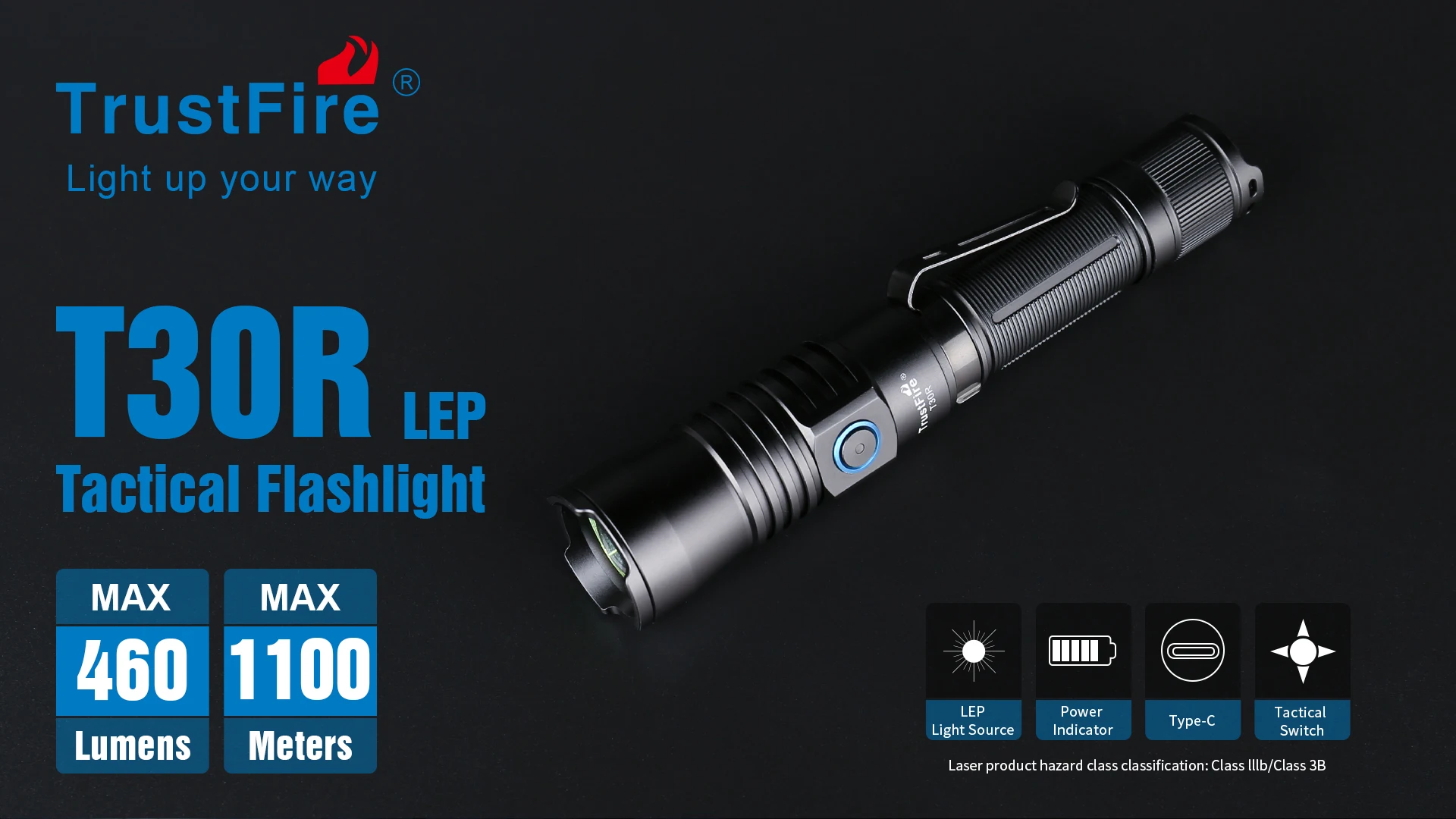 TrustFire T45R 650 Lumens Tactical LED Flashlight - 1.695KM Long