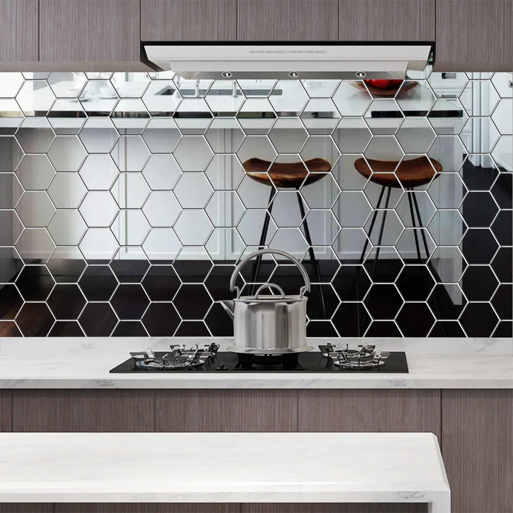 New Style Soft Acrylic 3D Hexagonal Honeycomb Self Adhesive Mirror Letter Stickers Decor Wall Mirror