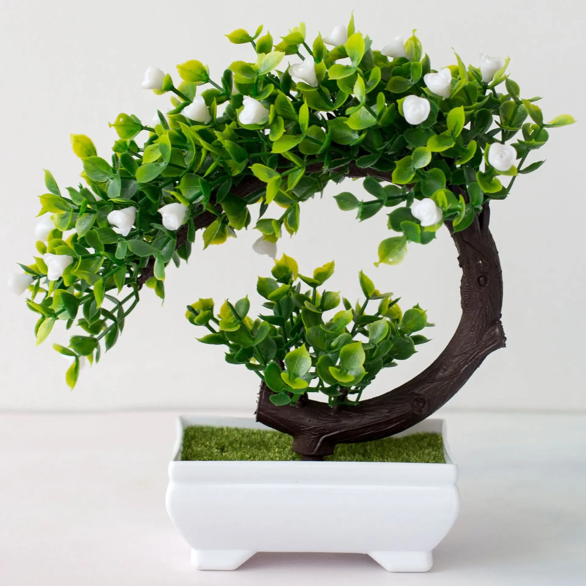 Customizable Elegant Artificial PEperomia Tetraphylla Indoor Faux Bonsai  Rubber Plant Elegant Houseplant Silk Plastic Potted