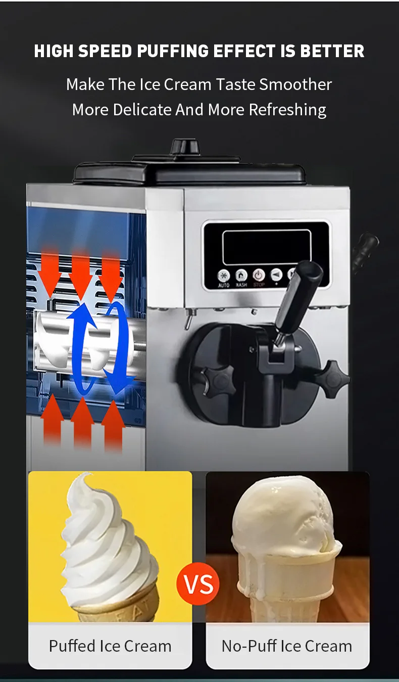 Ice Cream Machine Tabletop 18l/h Soft Ice Cream Machine For Small