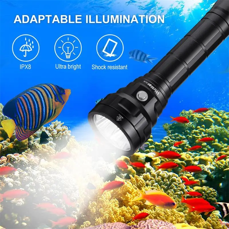 Vxhohdoxs Portable LED Diving Flashlight Electric Torch Underwater Waterproof Dive Lantern Light Lamp Outdoor Activities 