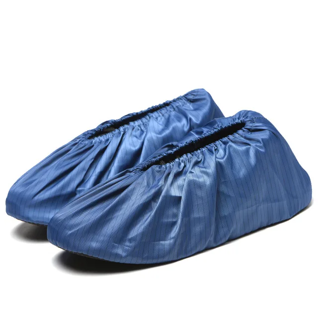 Customized Color  Washable Reusable ESD Polyester Fabric Shoe Cover For cleanroom Lab machine room semiconductor factory