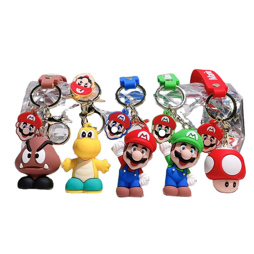 Cartoon 3D PVC Anime Super Mario Bros Keychains Durable