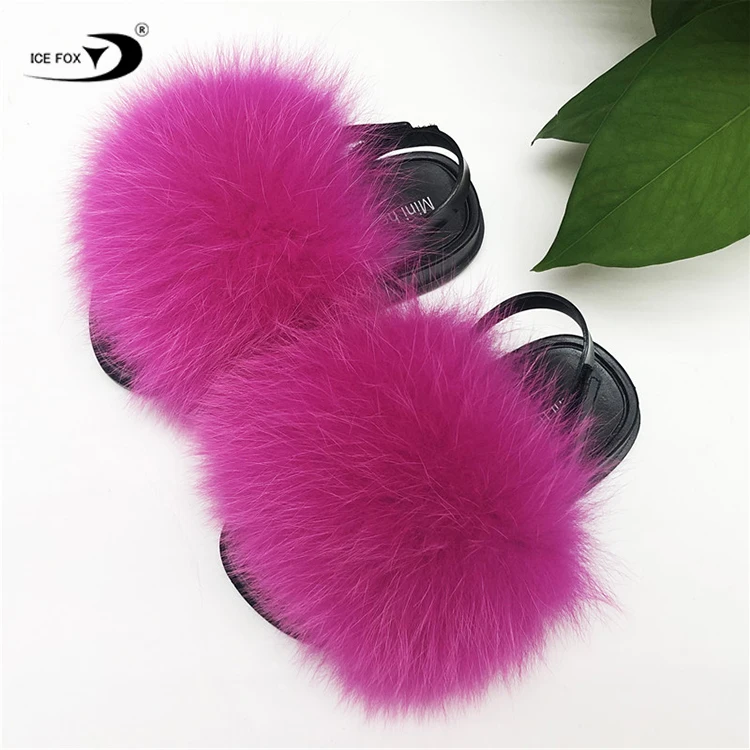 Детские меховые сандалии на заказ, детские пушистые сандалии из натурального Лисьего меха на плоской подошве, милые меховые сандалии для малышей