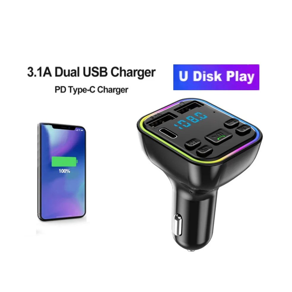 Watch Dual PD 40W Type-C USB Car Charger Bluetooth Car Adapter On