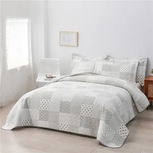 Home Textile Yarn-Dyed Bedspread Pillowcase Sets Geometric Design Bedding Set Quilt 3Pcs