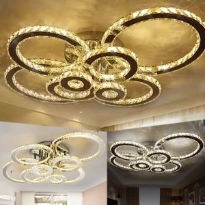 Indoor Modern Smart Home Crystal Ceiling Fancy Luxury Lustre Ceiling Led Crystal Chandelier  Pendant Crystal Ceiling Lamp Light