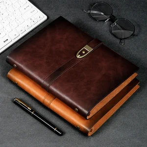 High Quality Leather Business A5 Losse-Leaf Notebook with Buckle for Gift