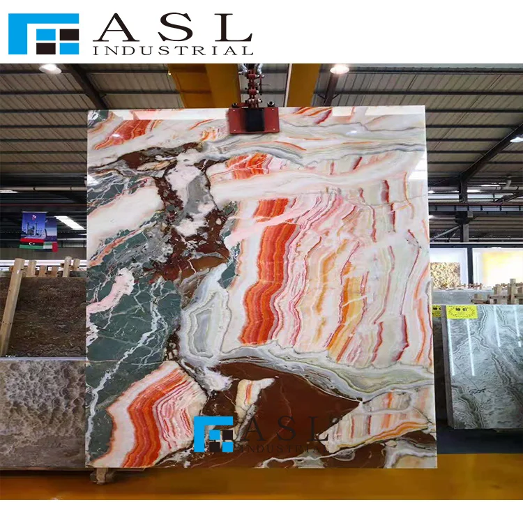 Factory direct Colorful agate slab cream onyx tile marble gold pineapple crystal translucent light yellow onyx tiles and marbles
