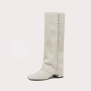 Customizable Women's Synthetic Leather Square Toe Shoes Comfortable Outdoor Styles Light Flat Zip High Quality Winter