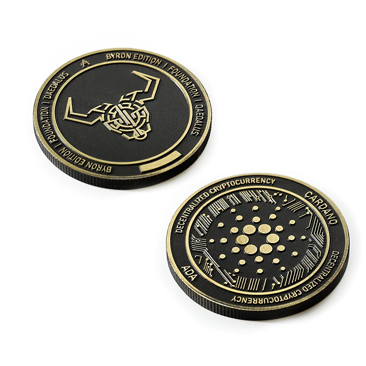 European Style Black Bull Head Gold Plated Tungsten Coin