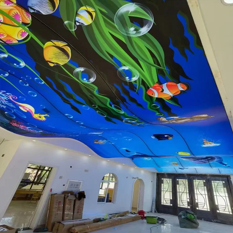 width up to 59 m uv printed pvc stretch ceiling film-13