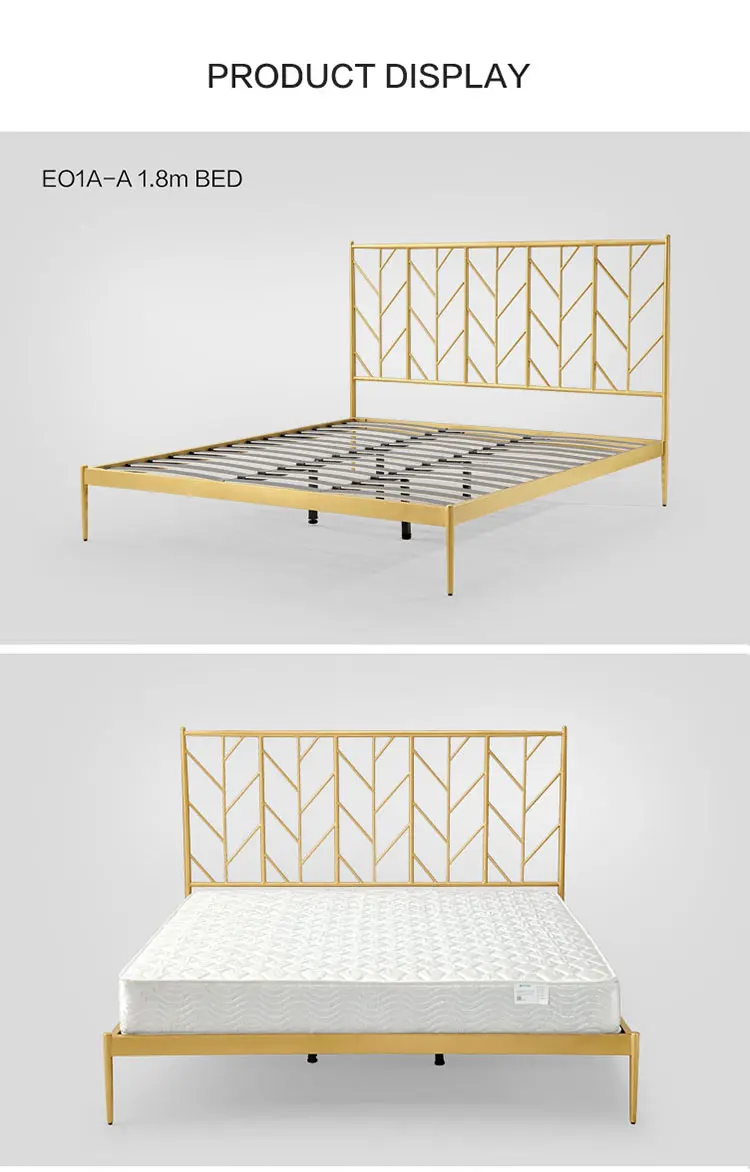 Linsy  King Size Beauty Classical Adult Simple Metal Steel Platform Beds Eo1A-A