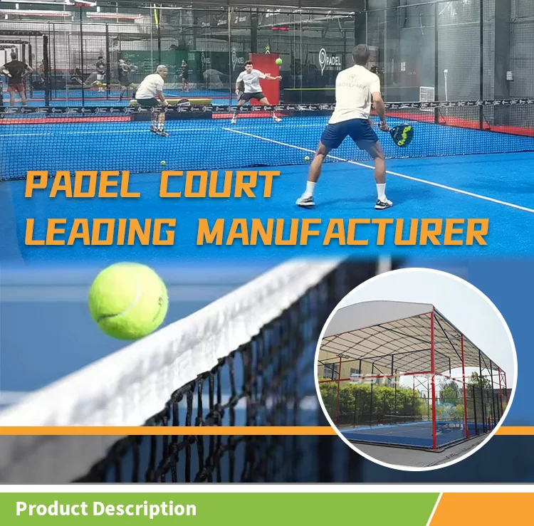 Professional Supplier Hot Dip Galvanized Padel Tennis Court With Canopy Premium Quality Outdoor Panoramic Paddle Court Roof manufacture