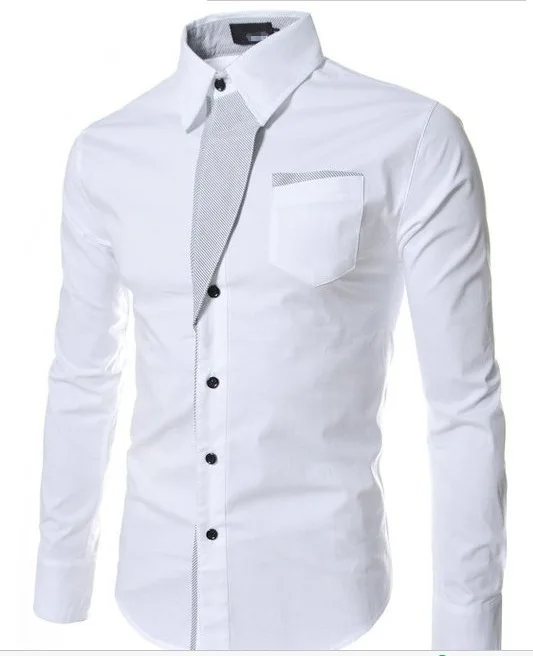 New Fashion Men's Satin Blouse Spring Autumn Long Sleeve Business Tops Solid Contrast Color Button Lapel Casual Shirt Breathable
